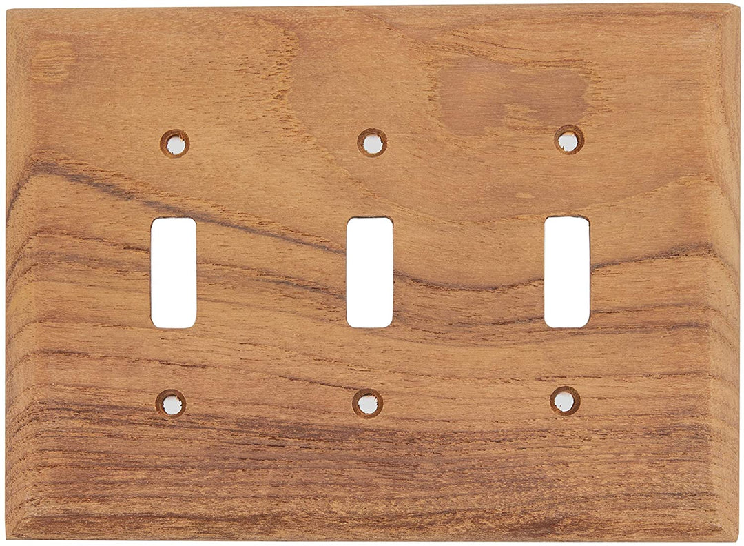 Teak 3 Toggle Switch Cover/Plate Cover Includes