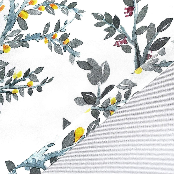 Watercolor Flower/Floral/Branch Botanical Lined Thermal Insulated Energy Saving Window Curtain Valance Green Color White Floral Mid Century Modern