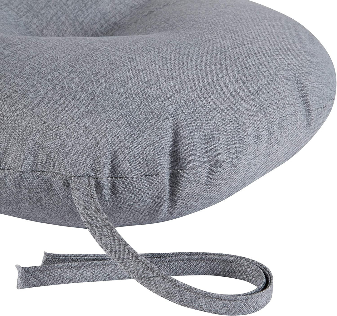 Gray Outdoor 15 inch Bistro Chair Cushion (Set 4) Grey Solid Casual Transitional Polyester Fade Resistant Water - Diamond Home USA