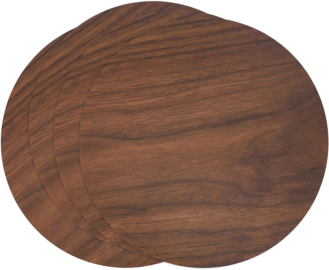 MISC Round Placemats Wooden (Set 4) Brown Synthetic Fiber