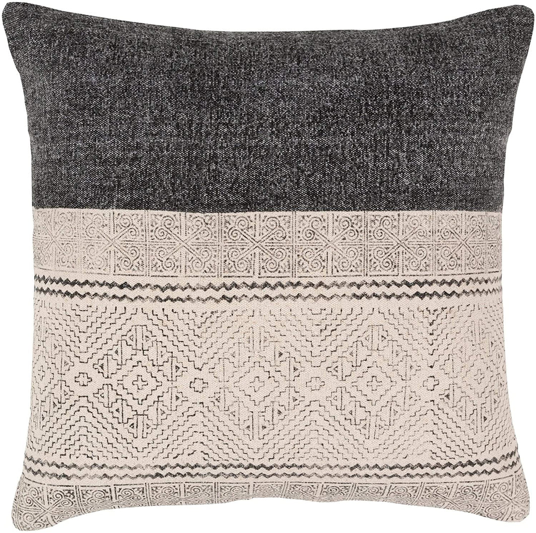 Bohemian Pillow Cover Black Cream Chevron Diamond