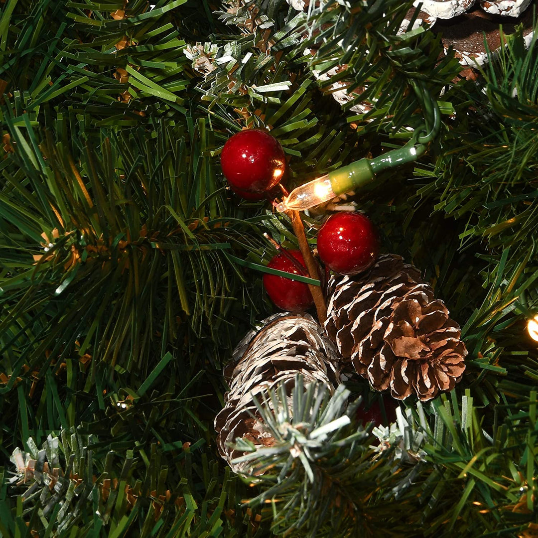 33" Frosted Berry Urn Filler Battery Operated Led Lights 33in Green Plastic Led - Diamond Home USA