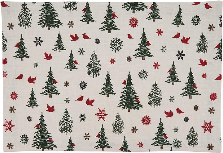 Holiday Placemats Christmas Tree Snowflakes Design Off White