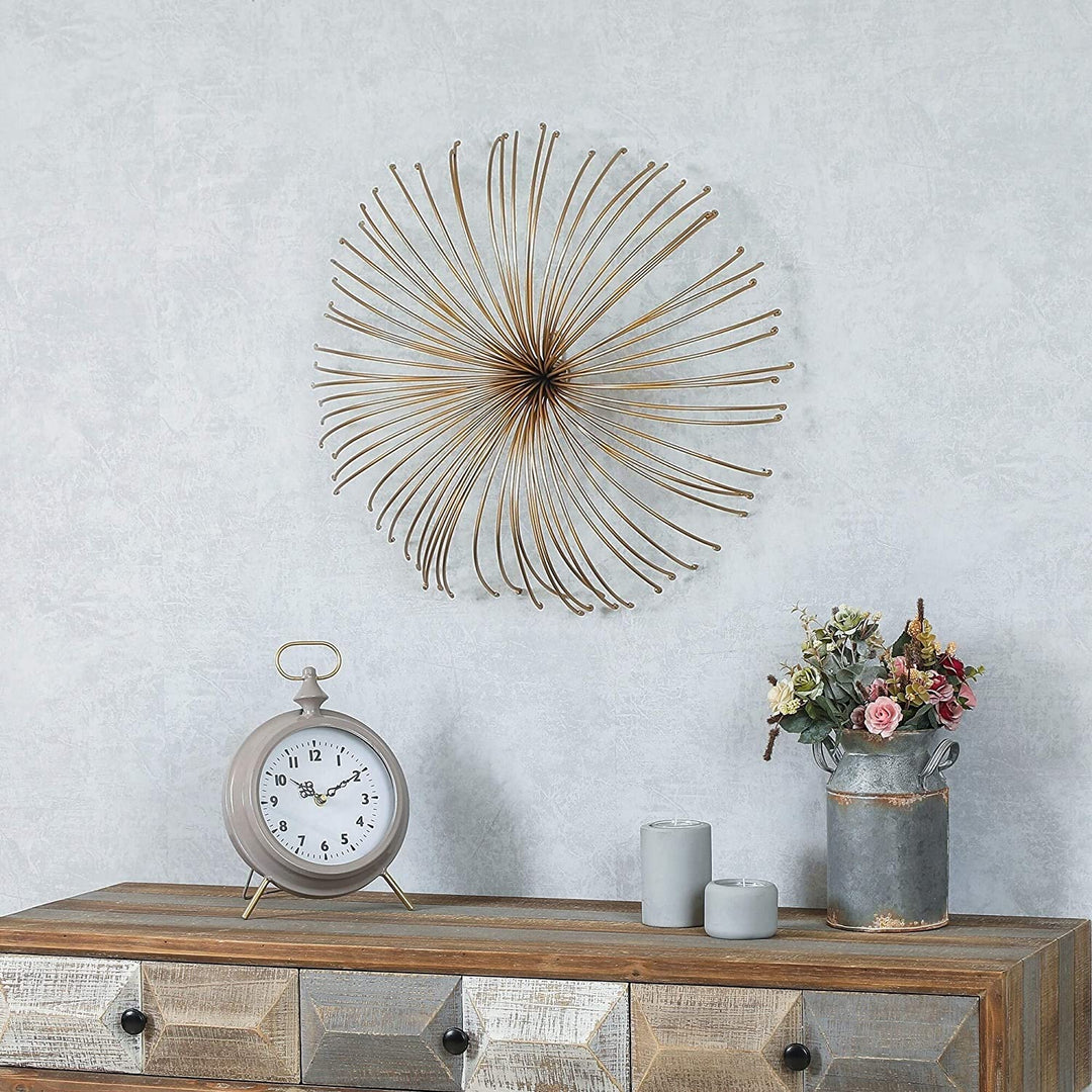16 7in Dia Iron Flower Starburst Wall Decor Gold Modern Contemporary Includes Hardware