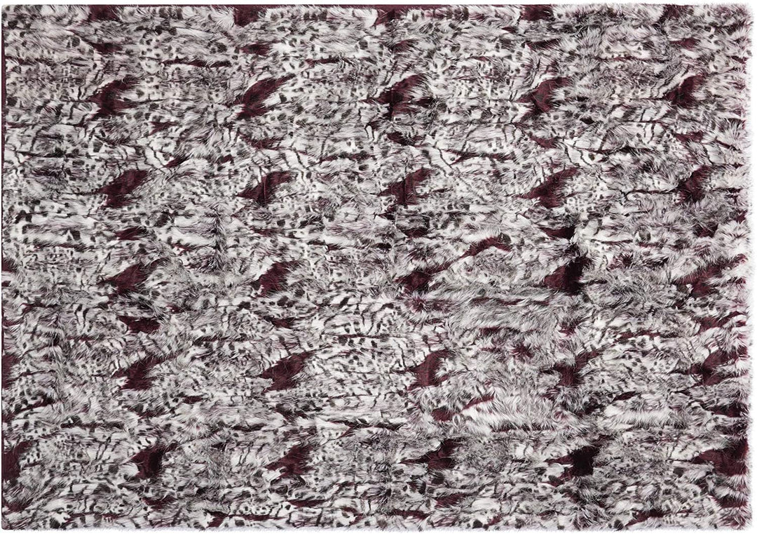 Fur Burgandy/Ivory Throw Blanket (50" X 70") Red Solid Color