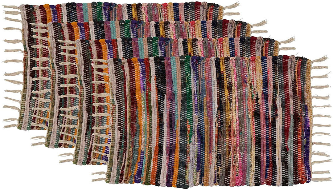 Placemats Colored Design (Set 4) Color Oblong Cotton Polyester - Diamond Home USA