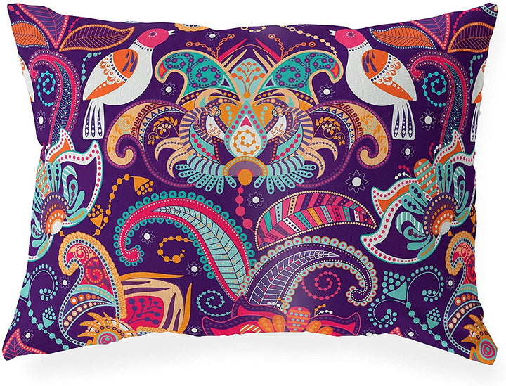 Lumbar Pillow Purple Geometric Bohemian Eclectic Polyester