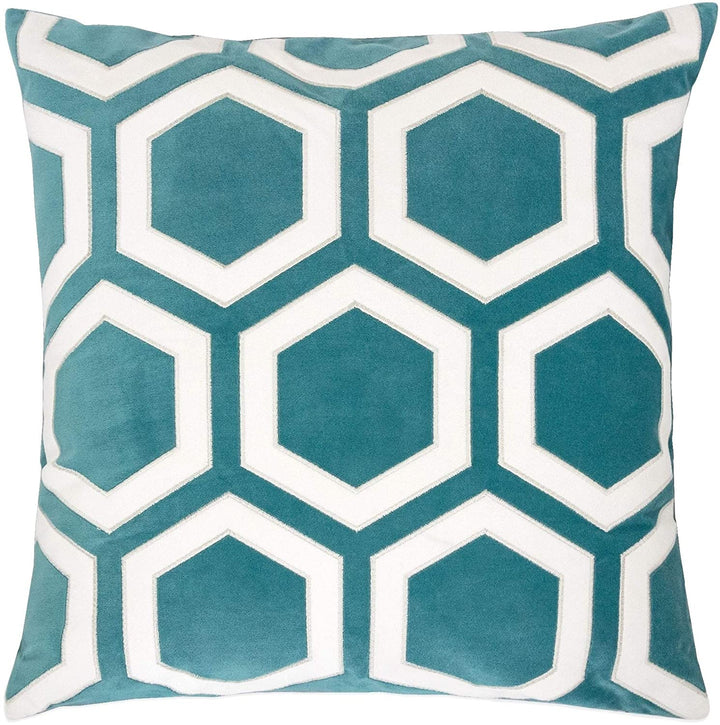Applique Velvet 20" Square Decorative Throw Pillow Green