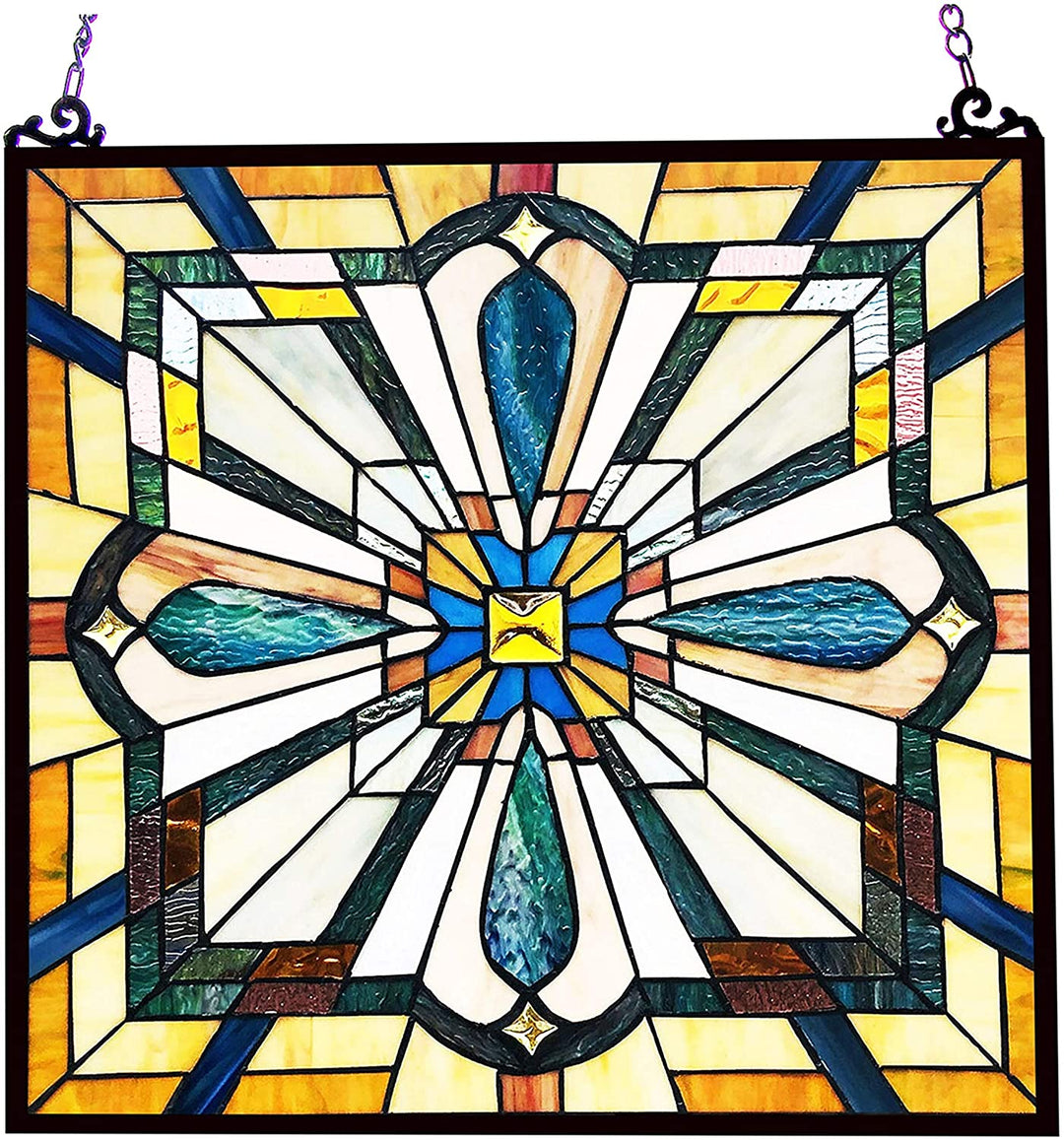 Mission Design/Look Glass Window Panel/suncatcher Color Traditional Square Arts Crafts Includes Hardware