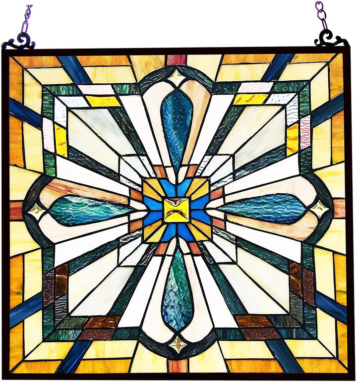 Mission Design/Look Glass Window Panel/suncatcher Color Traditional Square Arts Crafts Includes Hardware