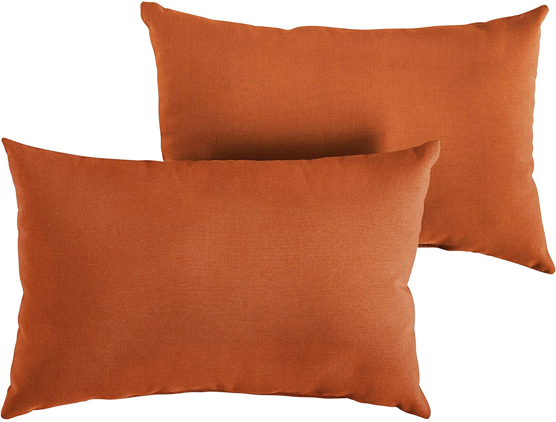 Canvas Rust Indoor/Outdoor Knife Edge Pillow Set (Set 2) 13 X 20 Brown Orange Solid Transitional Synthetic Fade Resistant Uv - Diamond Home USA
