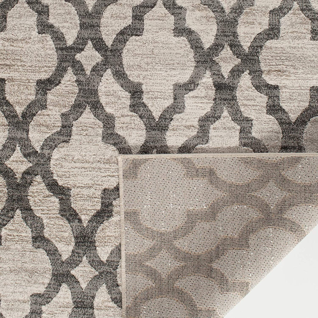 MISC Dozer Birch/Sterling 5' X 7'6" Ivory Geometric Polypropylene Contains Latex Stain Resistant