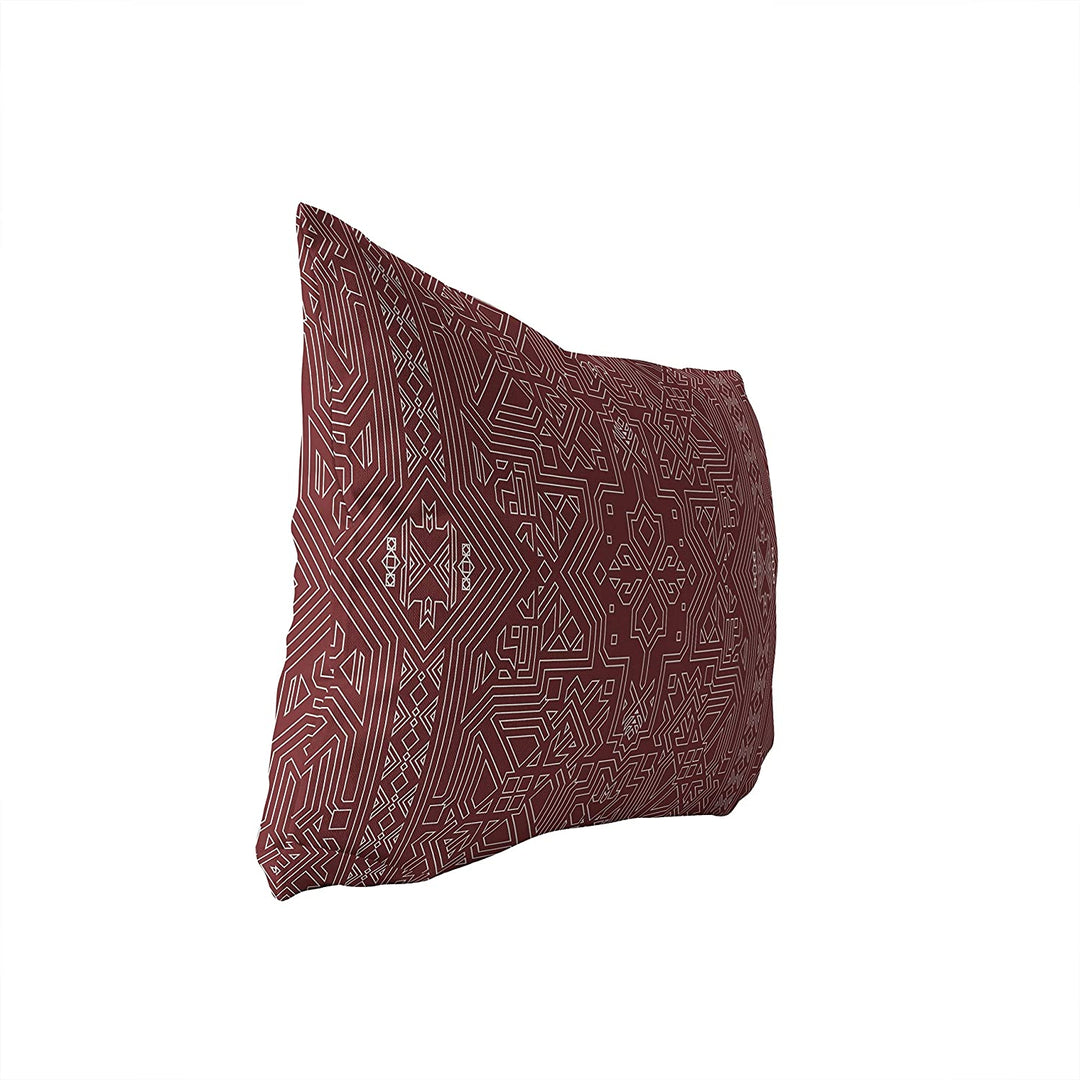 Burgundy Lumbar Pillow Red Geometric Southwestern Polyester Single Removable Cover - Diamond Home USA