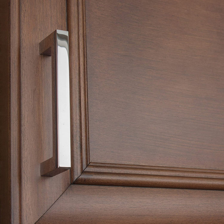 5 Pack 3 3/4 Cc Polished Chrome Solid Square Bar Pulls Modern Contemporary Zinc Finish