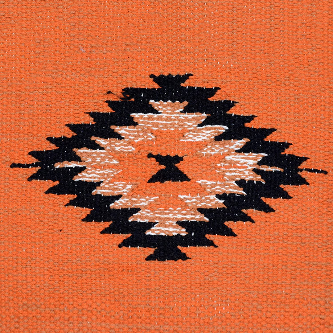 Handmade Cotton 20'' Throw Pillows (Set Two) Grey Off White Orange Geometric Bohemian Eclectic Two - Diamond Home USA