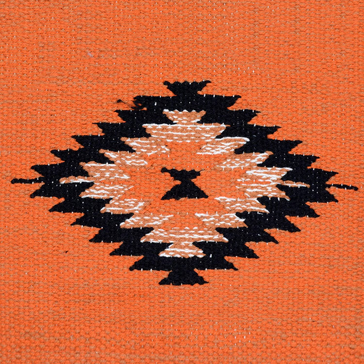 Handmade Cotton 20'' Throw Pillows (Set Two) Grey Off White Orange Geometric Bohemian Eclectic Two - Diamond Home USA