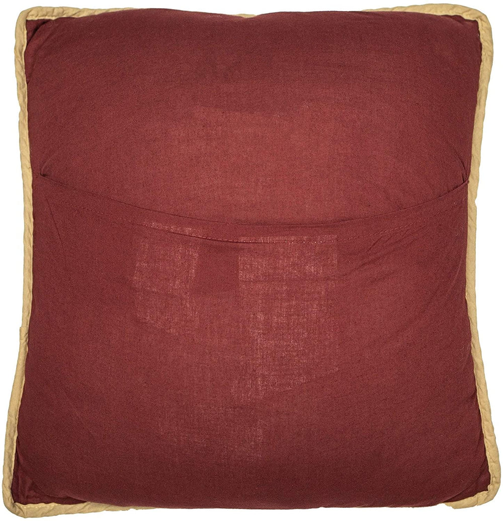 Pine Lodge Cone Decorative Pillow Red Patchwork Cabin Cotton Removable Cover - Diamond Home USA