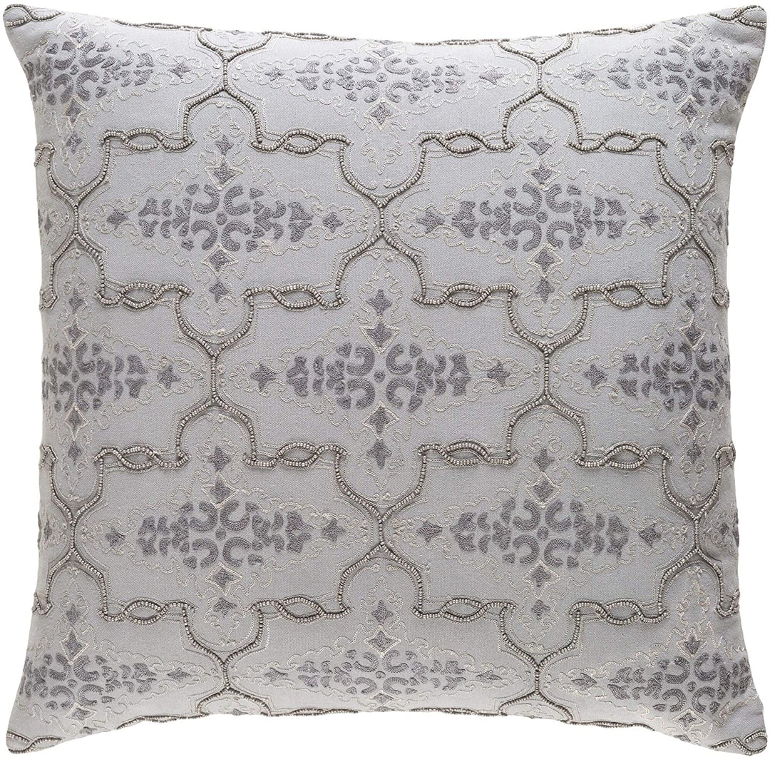 Decorative Grey 22 inch Throw Pillow Cover Motif Bohemian