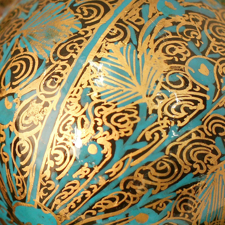 Set 4 Handmade 'Mughal Celebration' Ornaments (India) Blue Brown Orange Red Paper