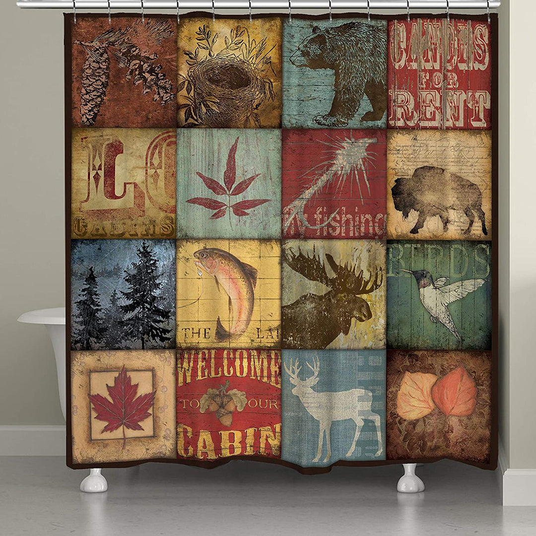 Cabin Patchwork Shower Curtain Wildlife