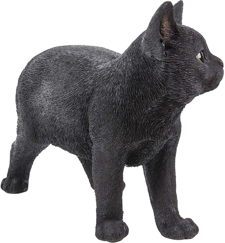 Black Cat Walking Looking Left Statue Polyresin - Diamond Home USA