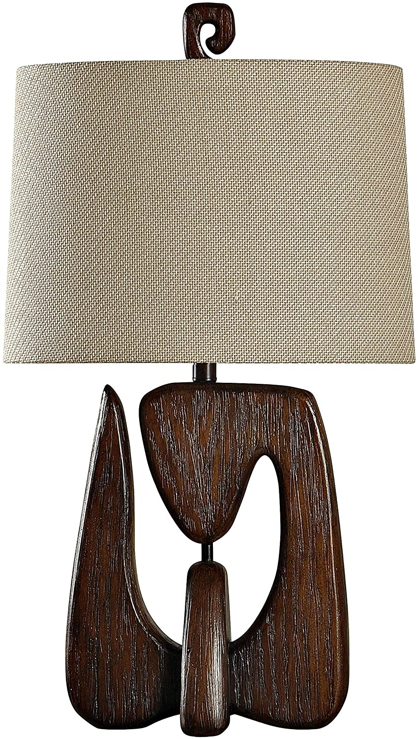 Contemporary Chestnut Table Lamp Beige Hardback Fabric Shade