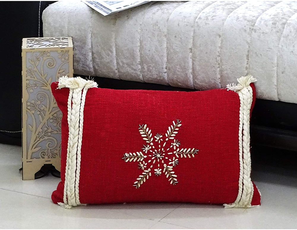 Home 14" X 20" Christmas Throw Pillow Sofa Color Embroidered Modern Contemporary Cotton Single - Diamond Home USA