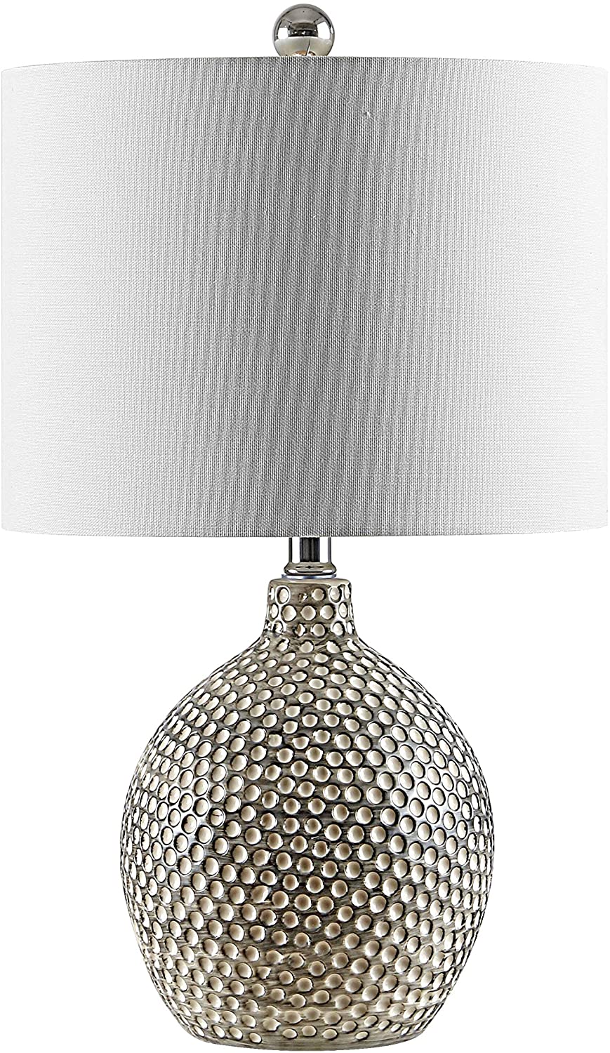 Lighting 19 inch Ceramic Table Lamp 12" X 19" White Modern Contemporary Traditional Chrome Bulbs Included - Diamond Home USA