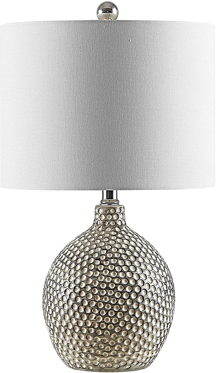 Lighting 19 inch Ceramic Table Lamp 12" X 19" White Modern Contemporary Traditional Chrome Bulbs Included - Diamond Home USA