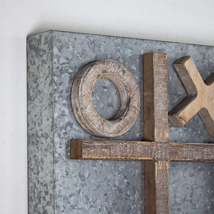Hanging Message Memo Board Wood/Metal Magnetic Tic tac Toe Farmhouse Decor Modern Contemporary