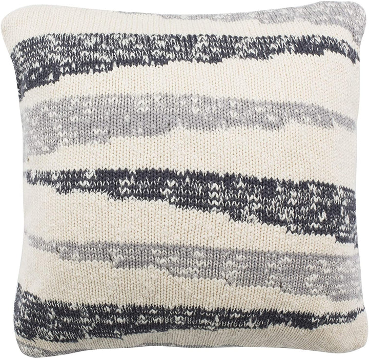 20" Knit Pillow Grey Applique Casual Traditional Cotton Single Removable Cover - Diamond Home USA