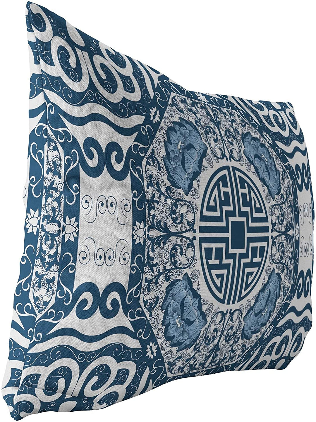 MISC Blue Indoor|Outdoor Lumbar Pillow by Designs 20x14 Blue Geometric Traditional Polyester Removable Cover