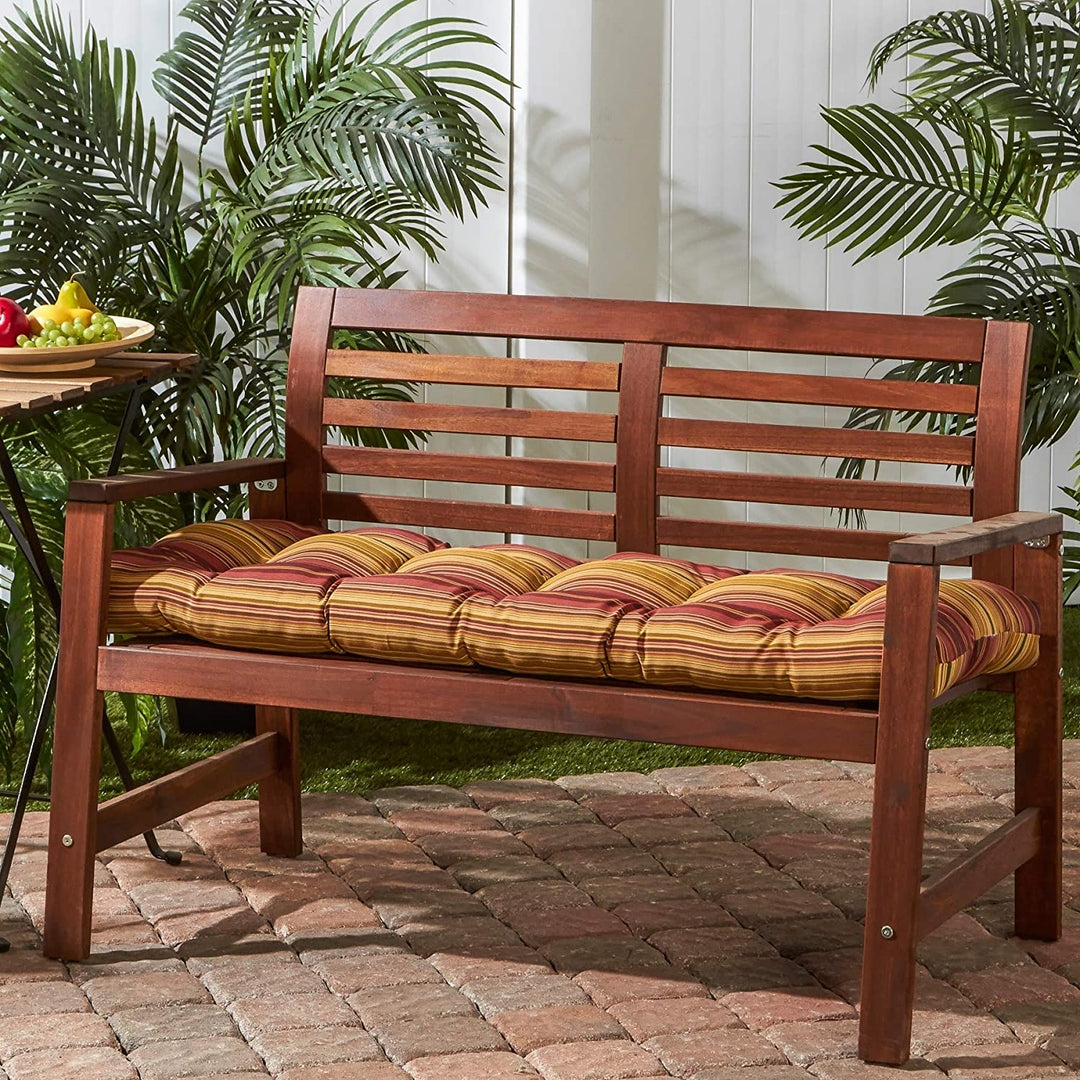 18 inch X 51 inch Outdoor Stripe Bench Cushion by Red Yellow