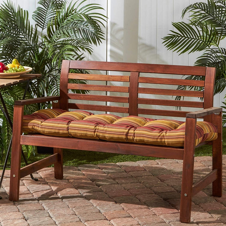 18 inch X 51 inch Outdoor Stripe Bench Cushion by Red Yellow