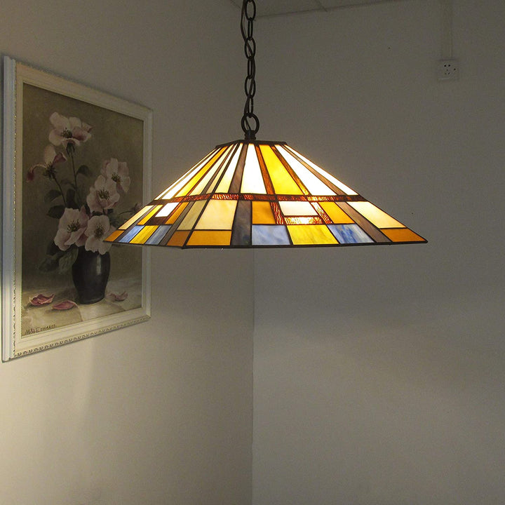 Tiffany 2 Light Blackish Bronze Pendant Color Art Glass Metal Dimmable