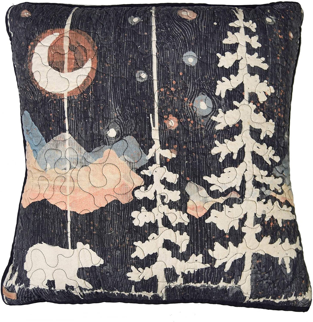 Moonlit Bear Square Decorative Pillow Black Nature Cabin