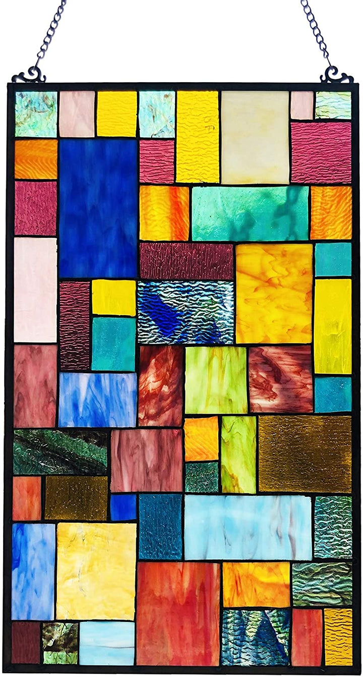 Glass Window Panel/suncatcher Geometric Accents Color Traditional Rectangular Arts Crafts Includes Hardware