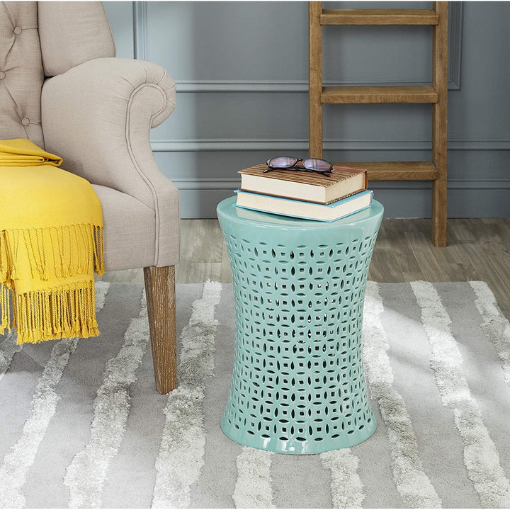 Aqua Garden Stool 12 5" X 17 5" Green Transitional