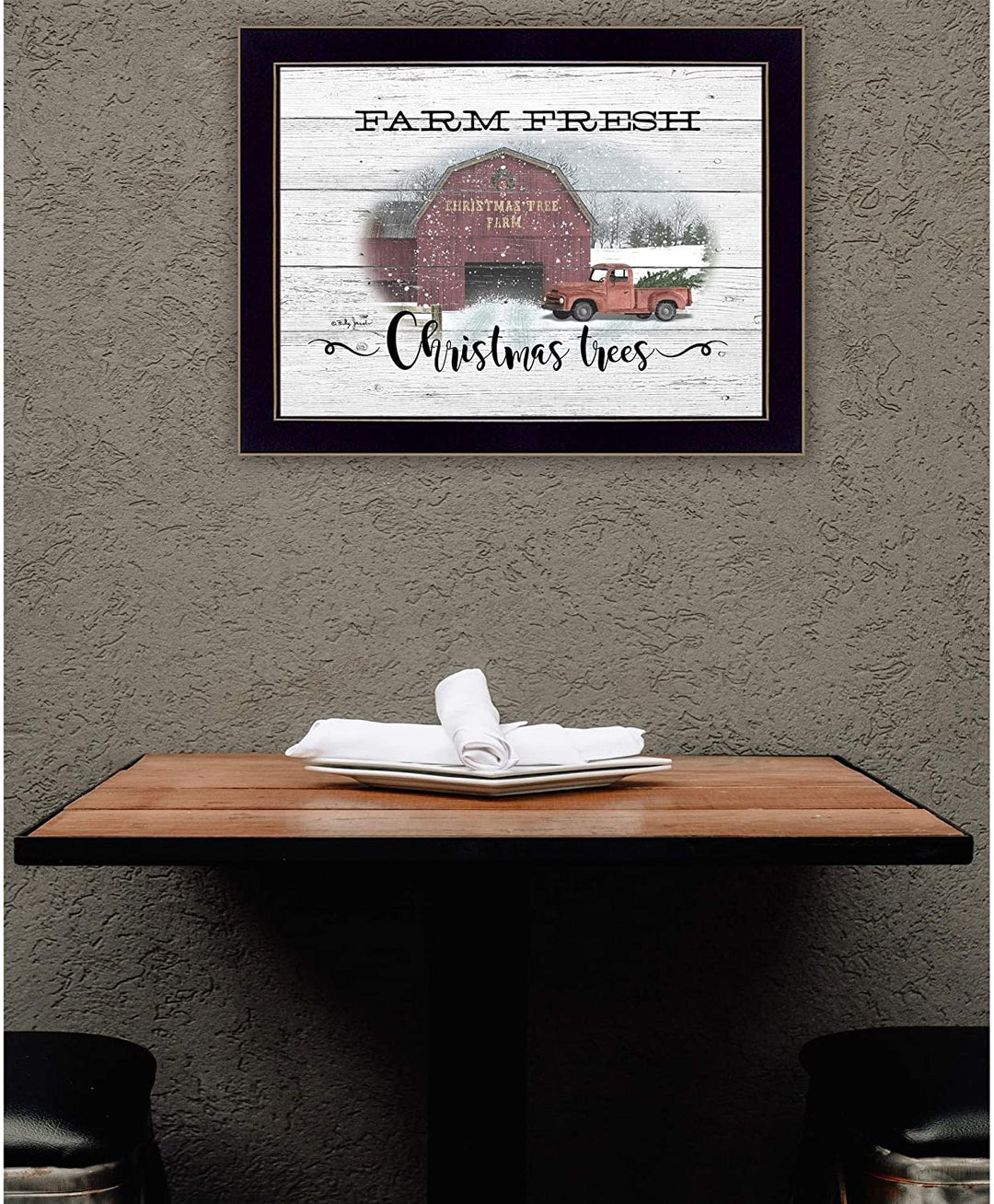 Farm Fresh Christmas Trees Billy Ready Hang Framed Black Frame Farmhouse - Diamond Home USA