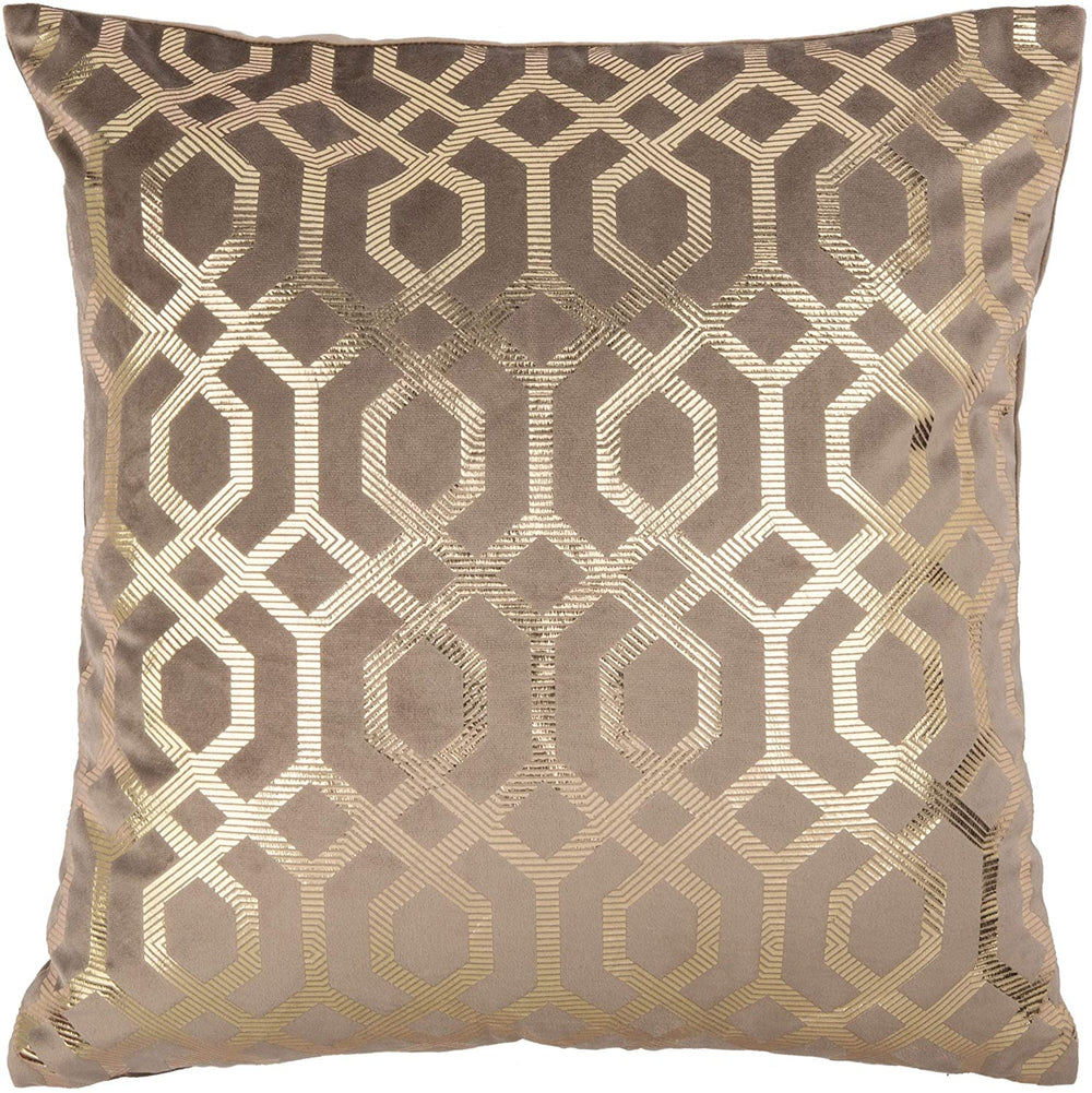 18 inch Art Throw Pillow Taupe Geometric Modern Contemporary Polyester - Diamond Home USA