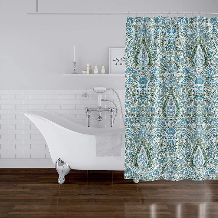 MISC Blue Green Reversed Shower Curtain by 71x74 Blue Geometric Traditional Polyester