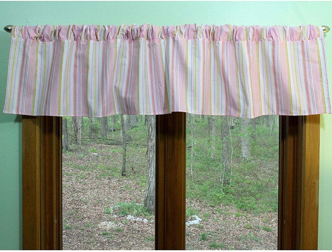 Pink Stripe Valances 2 Window Saver Pack Orange Purple Casual Cotton - Diamond Home USA
