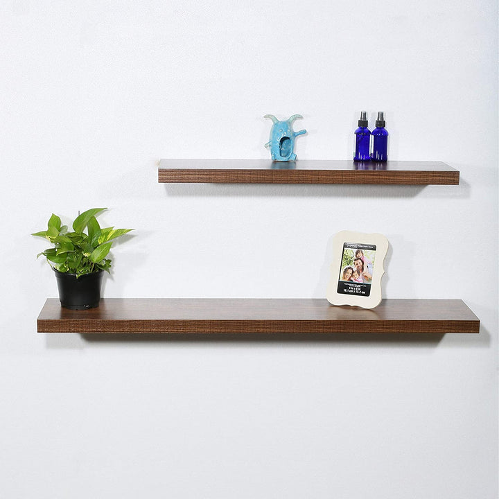 Set Modern Contemporary Antique Walnut Floating Shelf 47