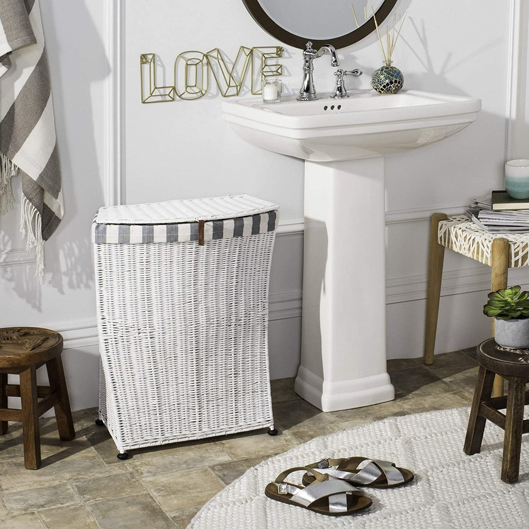 Trotter Rattan Laundry Basket 19 2" X 10 2" 23 6" White
