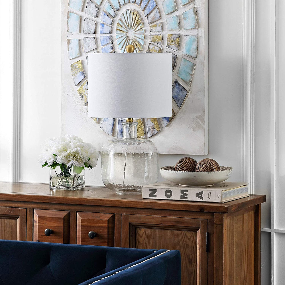 Lighting 21 inch Clear/Brass Gold Led Table Lamp 12" W X L 21 5" H Clear Modern Contemporary Bulbs Included