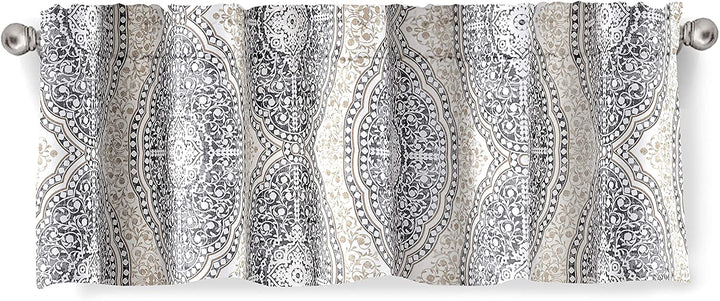 Pastel Damask Printed Window Valance 52 X 14 Beige Grey