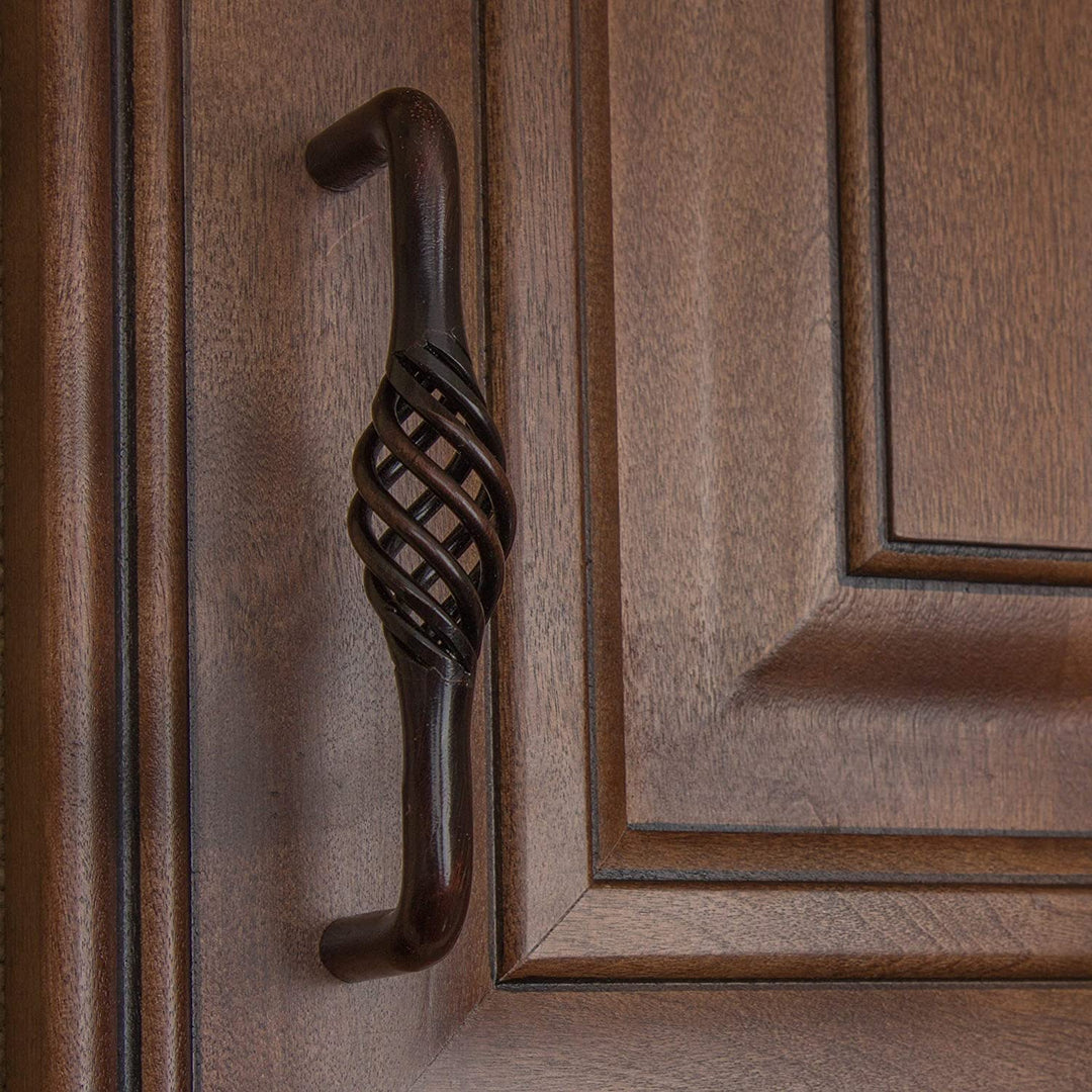 3 3/4 inch Screw Center Twisted Birdcage Cabinet Hardware Pull Rustic Bronze (Pack 10) Brown Metal Finish - Diamond Home USA