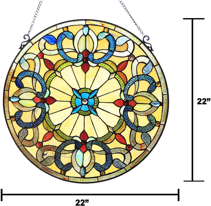 Circular Glass Window Panel/suncatcher Color Traditional Round Victorian Includes Hardware