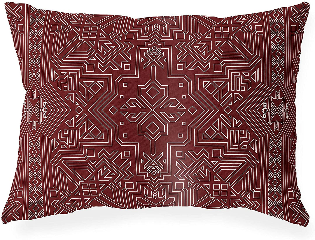 Burgundy Lumbar Pillow Red Geometric Southwestern