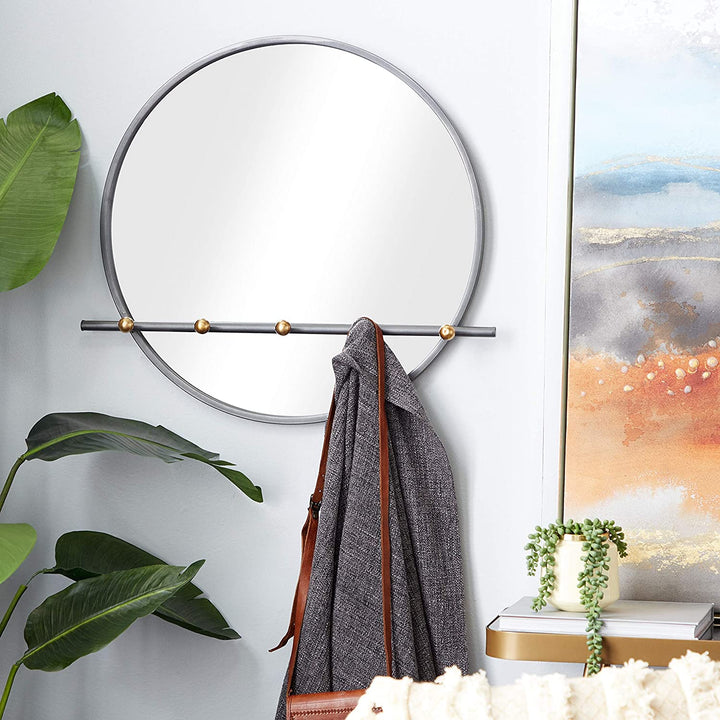 Round Black Metal Mirror Hooks 26" w X 24" h 26 3 24round Silver - Diamond Home USA